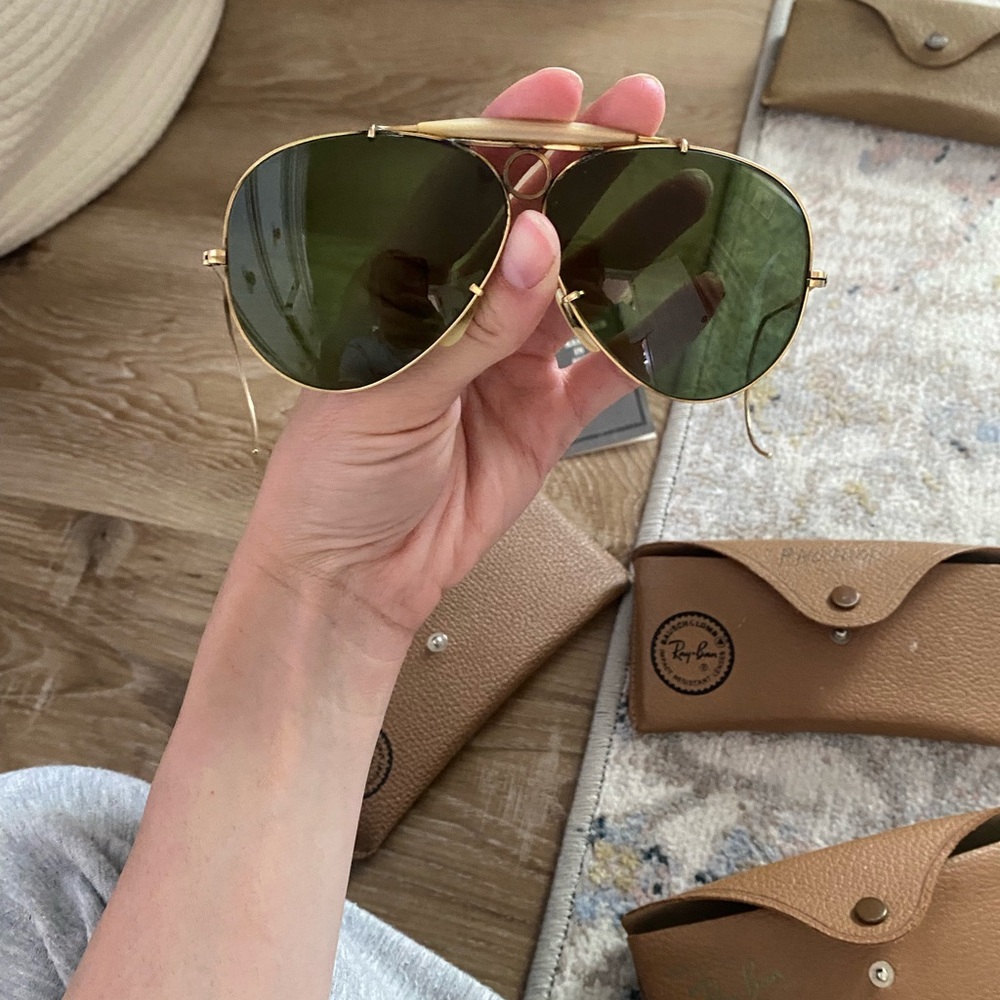 Ray-Ban Gold Frame Sunglasses with Green Lenses Vintage Bausch & Lomb